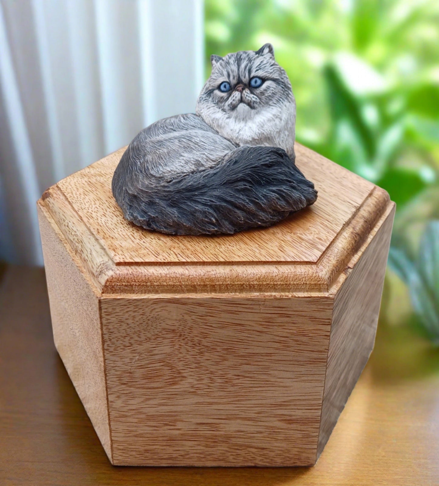 Persian Cat Pillbox Style Cremation Urn for Pet Ashes