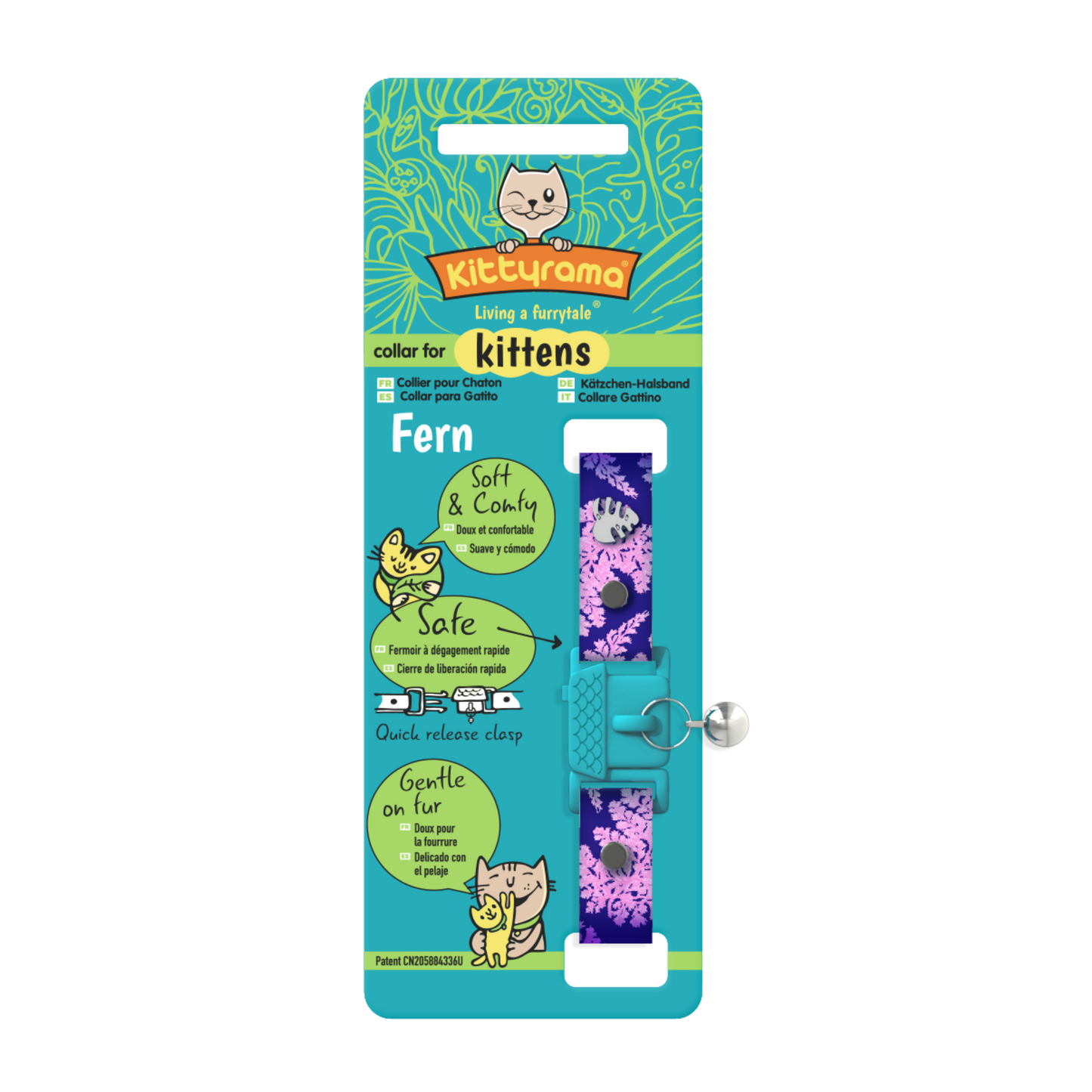 KITTYRAMA KITTEN BOTANICALS FERN COLLAR - Quick Release, Breakaway, Hypoallergenic