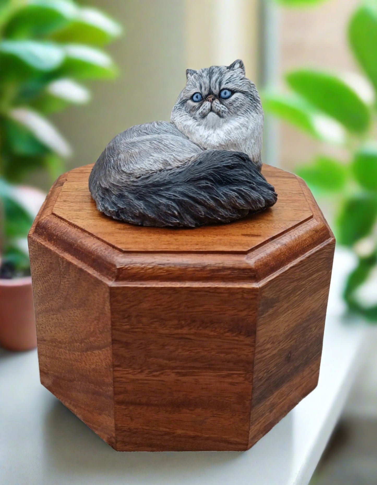 Persian Cat Pillbox Style Cremation Urn for Pet Ashes
