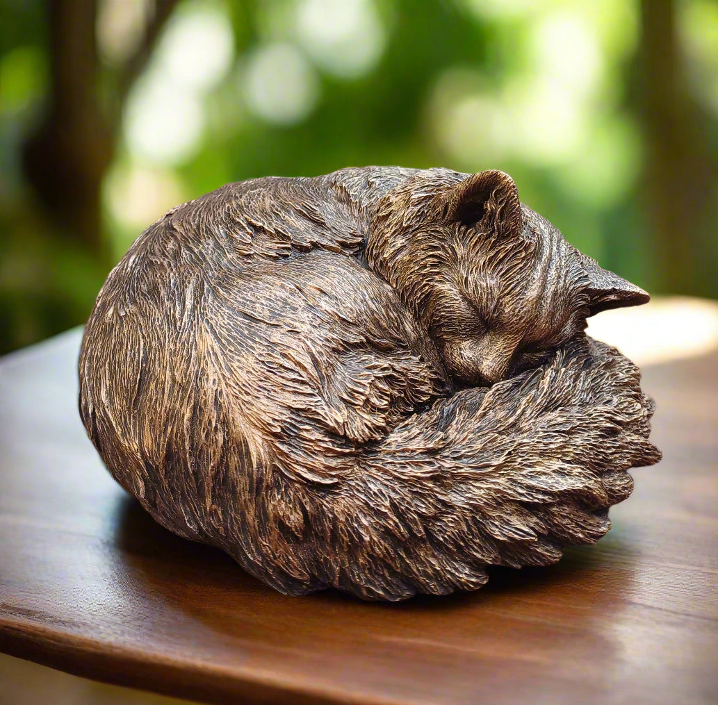 Longhaired Cat Sculpture Urn