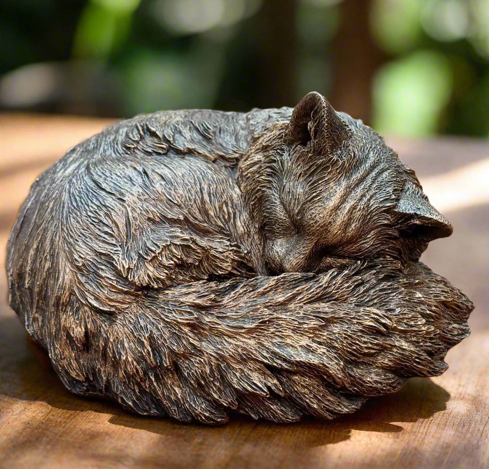 Longhaired Cat Sculpture Urn