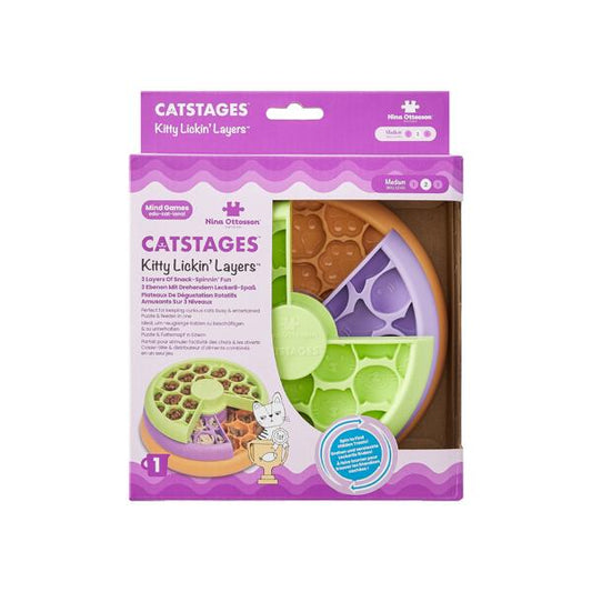 Nina Ottosson Catstages Lickin' Layers Kitty Puzzle n Feeder – Interactive Cat Slow Feeder