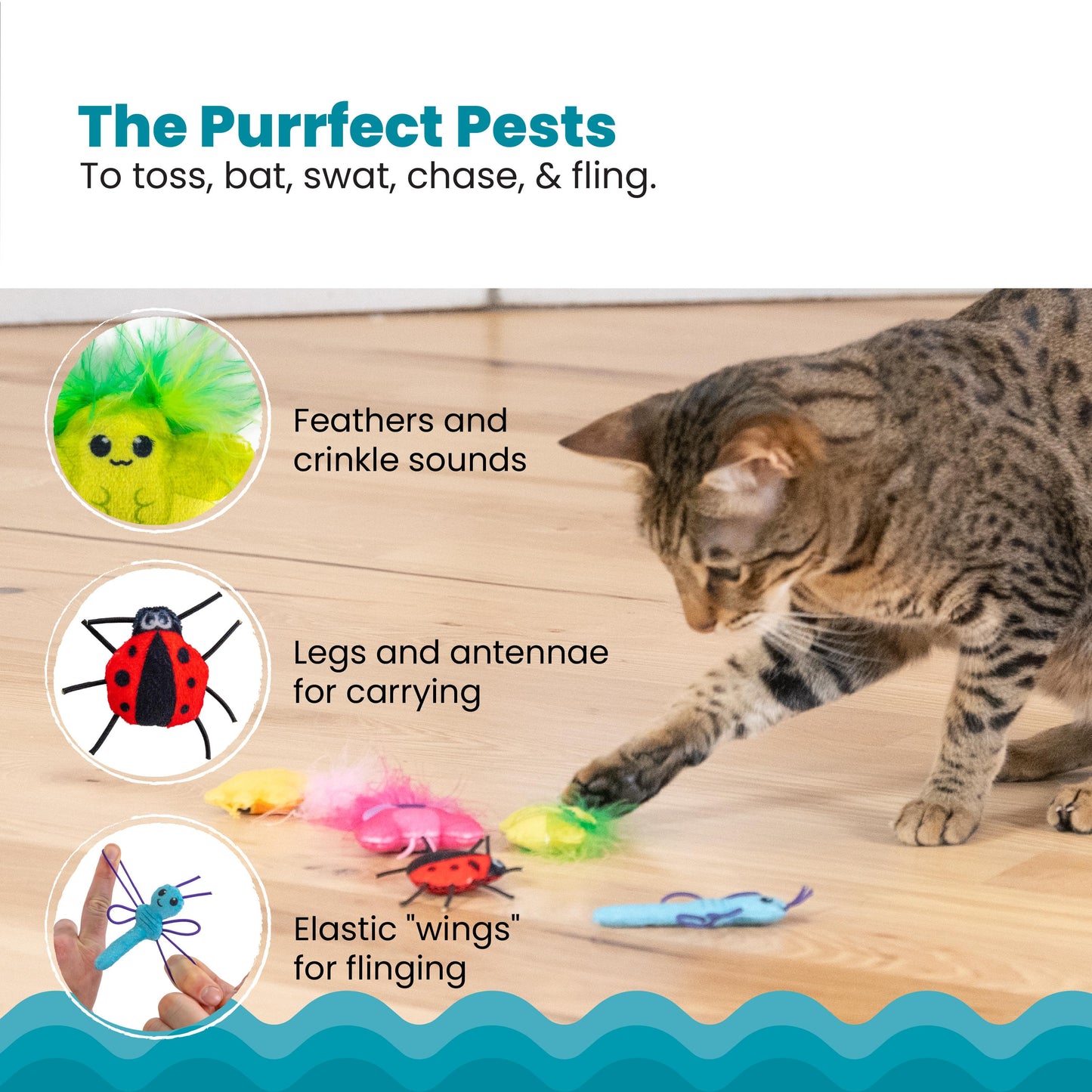 Nina Ottosson Catstages Cute as a Bug Cat Toy 6 Pack