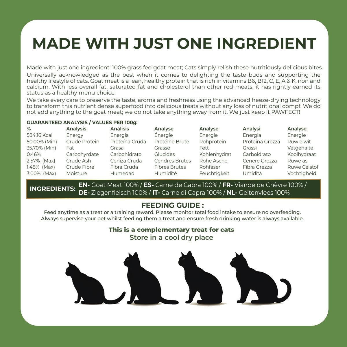 Pawfect Nature's Feast Freeze-Dried Cat- Goat Meat Treats 50g