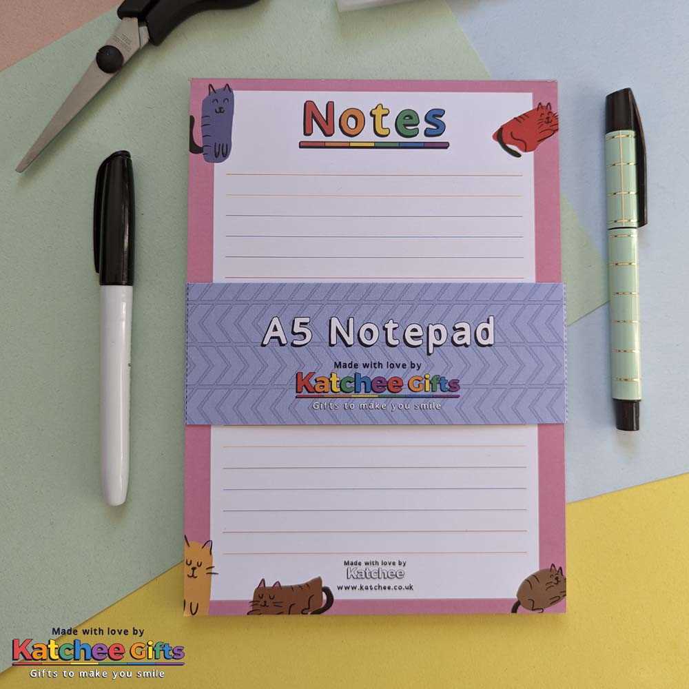 Cats themed A5 notepad