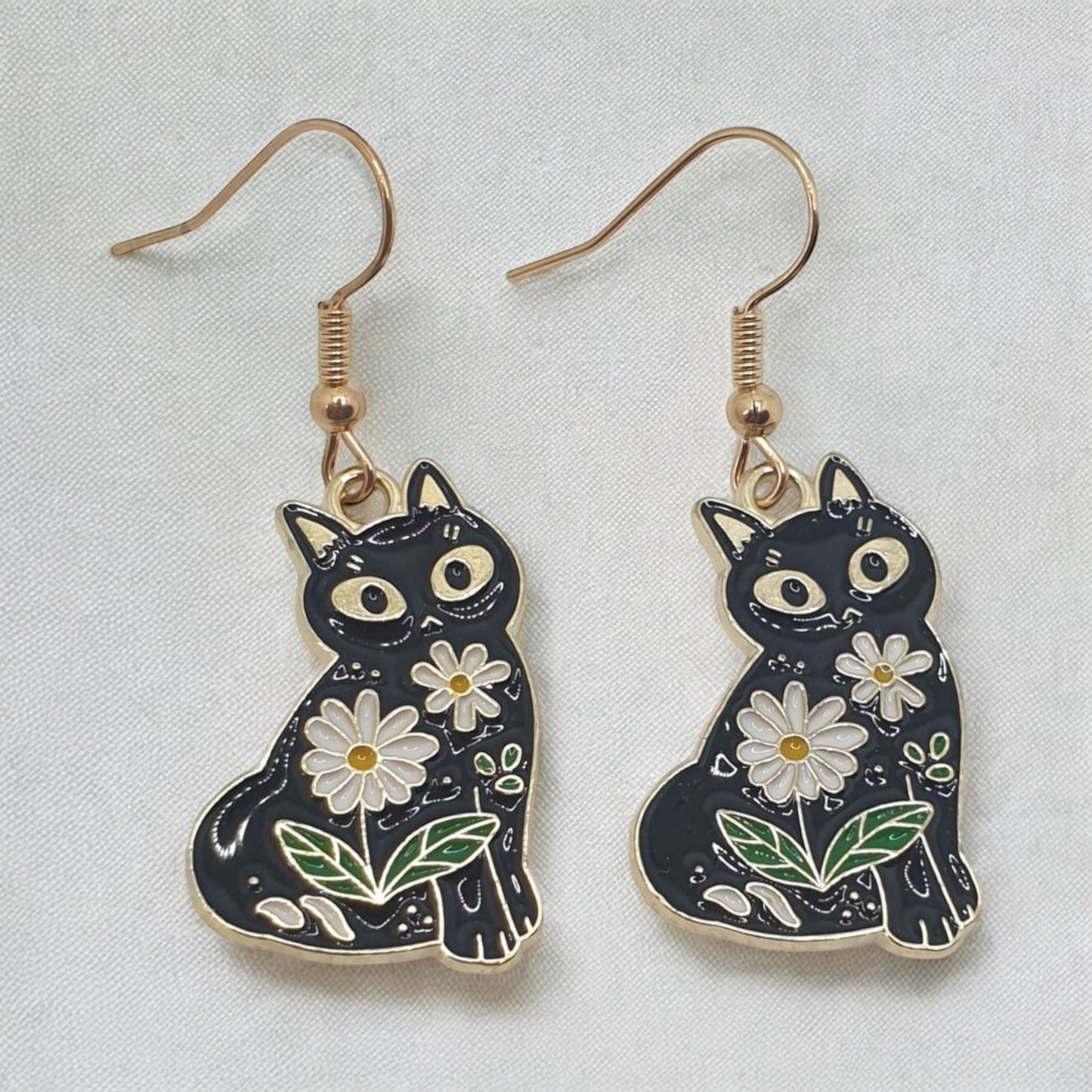 Novelty Enamel Cat Earrings